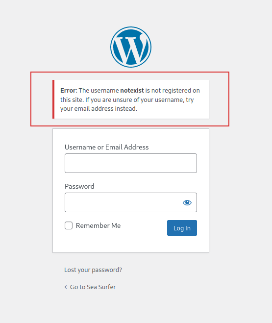 Notexistent Username